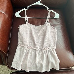 Pastel Pink Ribbed & Flowy Top